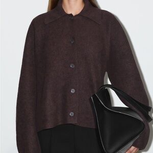COS Sculpted merino wool Brown Button-Up Cardigan jacket